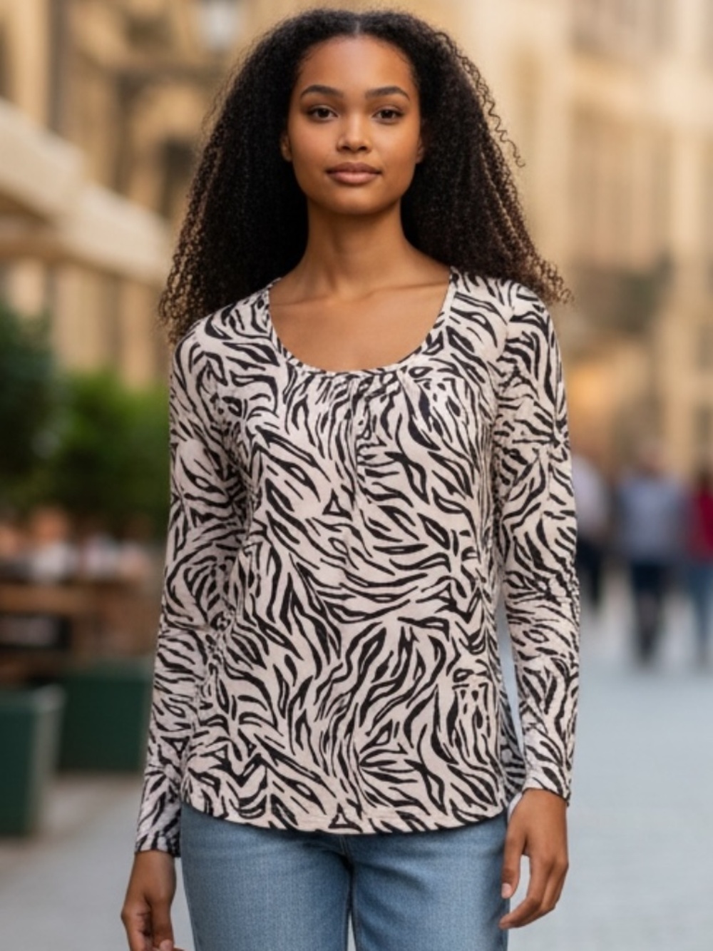 Westbound Swirl Print Top,size M